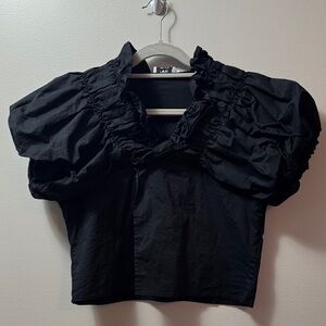 Naked Wardrobe Black Ruffled Blouse